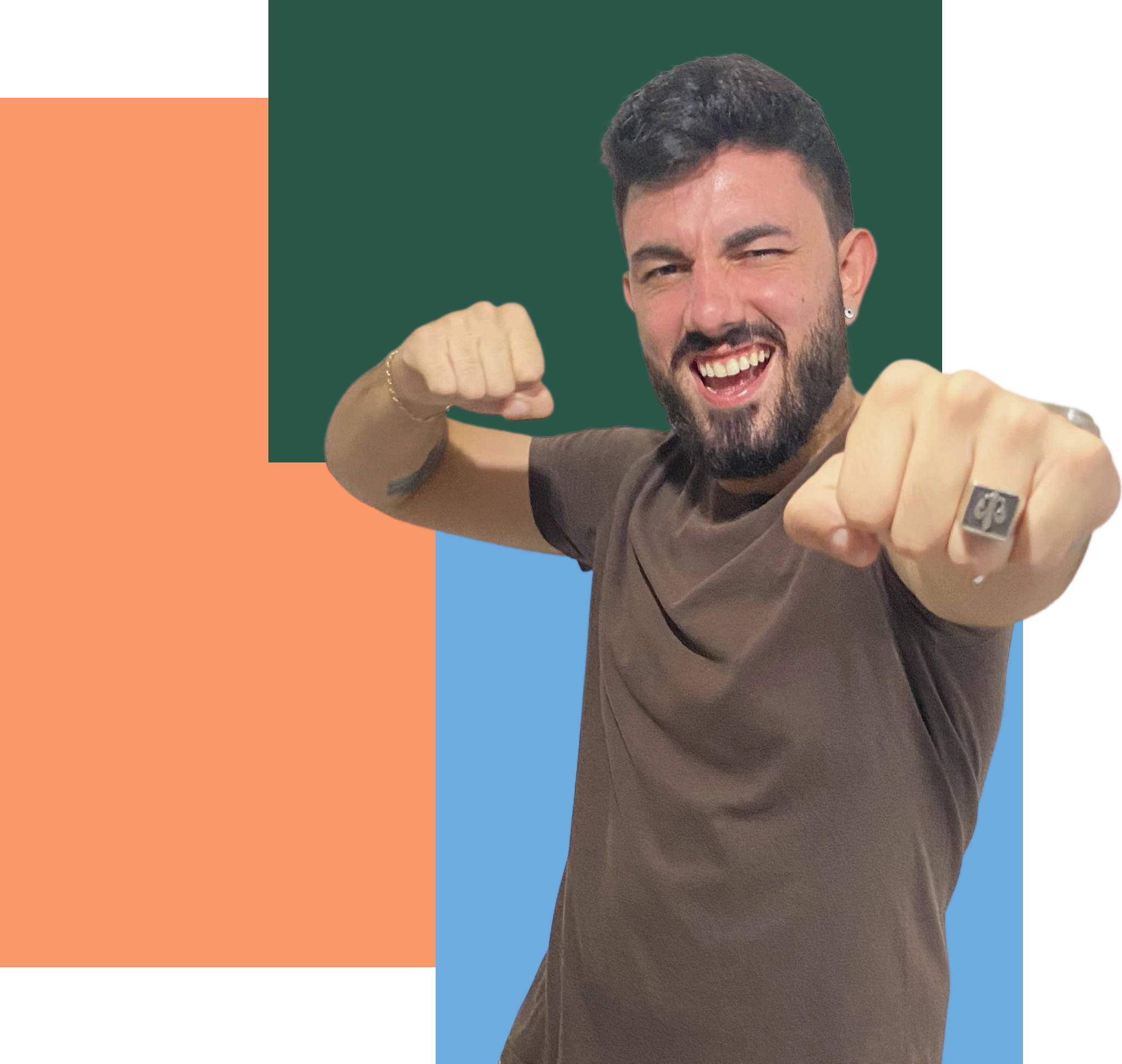 Gabriel Smiling and Celebrating