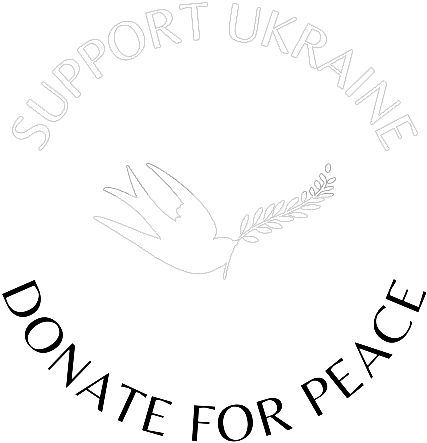 Image of a dove with the phrase: Support Ukraine, Donate for peace